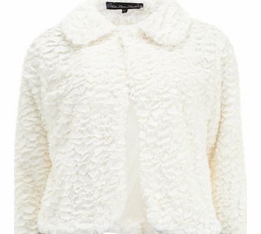 Womens Mela Cream Fur Collard Jacket- Cream