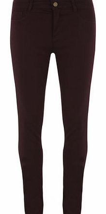 Dorothy Perkins Womens Merlot Wash Fly Front Jeggings- Merlot