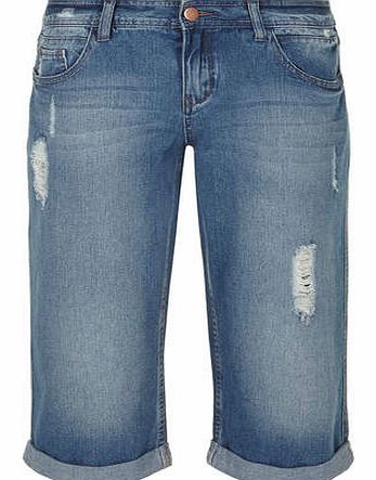 Dorothy Perkins Womens Midwash Distressed Crop- Blue DP70282124