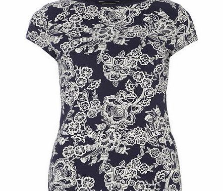 Dorothy Perkins Womens Navy Folk Floral Tee- Navy DP56390523