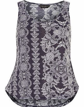 Dorothy Perkins Womens Navy lace stripe vest- Blue DP56360723