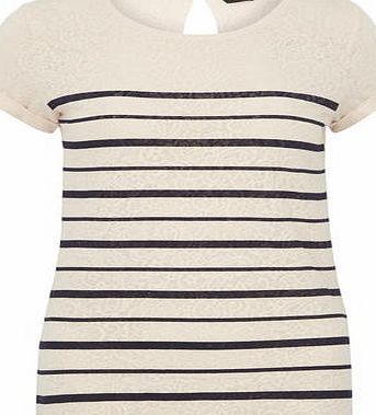 Dorothy Perkins Womens Navy Stripe Burnout Tee- Pink DP56436738