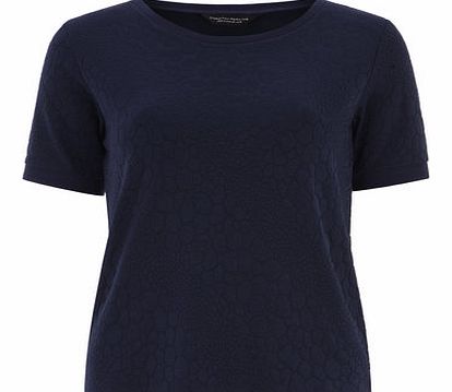 Womens Navy Textured Tee Style Sweat- Blue