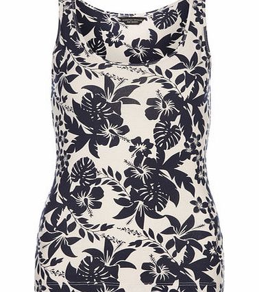 Dorothy Perkins Womens Nude Hibiscus Floral Vest- Navy/Nude