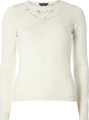 Dorothy Perkins, 1134[^]262015000711846 Womens Oat Cornelli Embellished Jumper- Beige