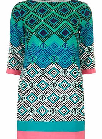 Womens Orien Love Blue Wave Pattern Print Tunic-