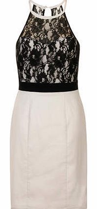 Womens Paper Dolls Lace Halter Dress- Black