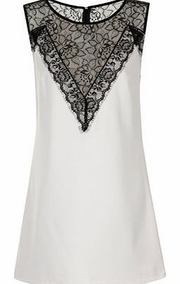 Womens Paper Dolls Lace Insert Sleeveless Tunic