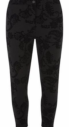 Dorothy Perkins Womens Petite black flocked jeggings- Black