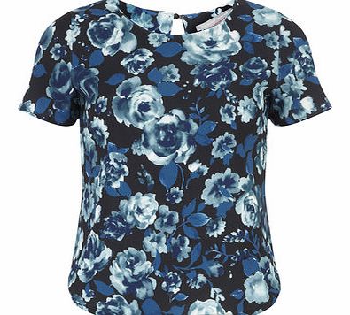 Dorothy Perkins Womens Petite Blue Jersey Crepe Top- Blue