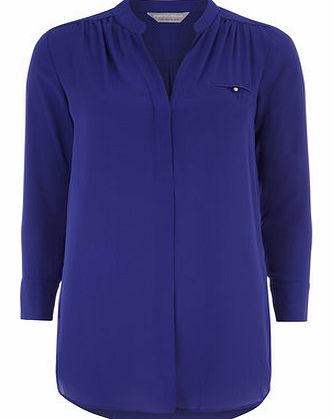 Dorothy Perkins Womens Petite blue long line shirt- Blue