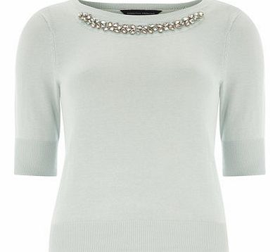 Dorothy Perkins Womens Petite embellished jumper- Mint DP79234100