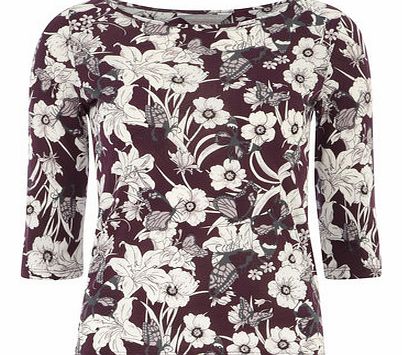 Dorothy Perkins Womens Petite exclusive 3/4 sleeve tee- Purple