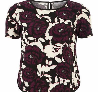 Dorothy Perkins Womens Petite Floral Crepe Top- Purple DP79283171