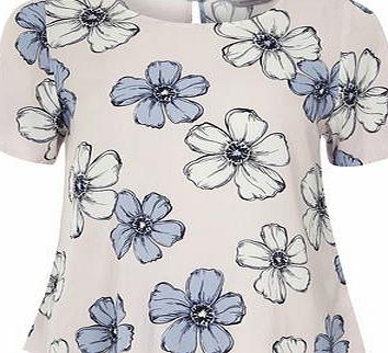 Dorothy Perkins Womens Petite floral dip tee- Pink DP79295315