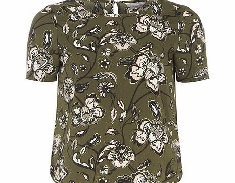 Womens Petite floral soft tee- Khaki DP79294884