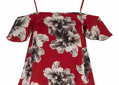 Dorothy Perkins Womens Petite floral top- Red DP79287812