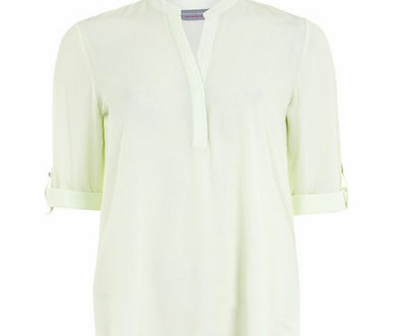 Dorothy Perkins Womens Petite green roll sleeve shirt- Green