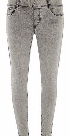 Dorothy Perkins Womens Petite Grey Acid Wash Eden Jeggings-