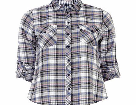 Dorothy Perkins Womens Petite grey check shirt- Purple DP79296472