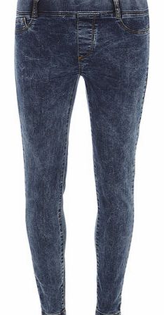 Womens Petite Indigo Acid Wash Eden Jeggings-