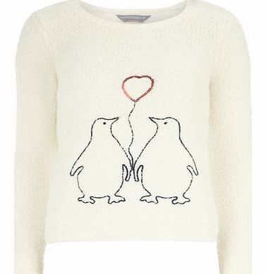 Dorothy Perkins Womens Petite ivory penguin jumper- White