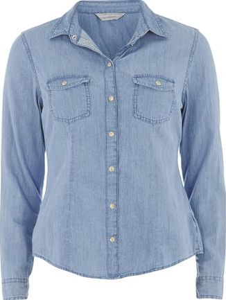 Dorothy Perkins, 1134[^]262015000705511 Womens Petite mid wash denim shirt- Blue