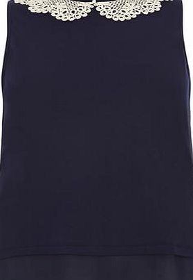 Dorothy Perkins Womens Petite navy crochet 2 in 1- Blue DP79867523