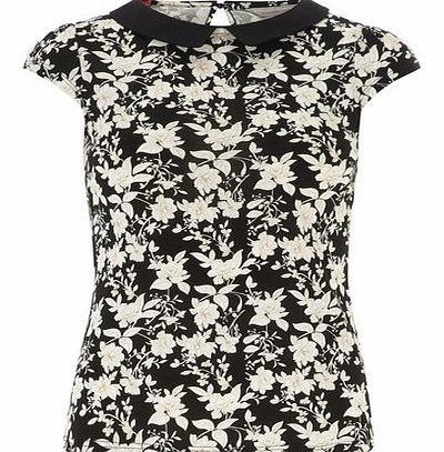 Dorothy Perkins Womens Petite oriental collar tee- Black