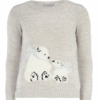 Dorothy Perkins Womens Petite polar bear jumper- Grey DP79271462