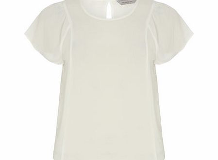 Dorothy Perkins Womens Petite popcorn flutter top- White