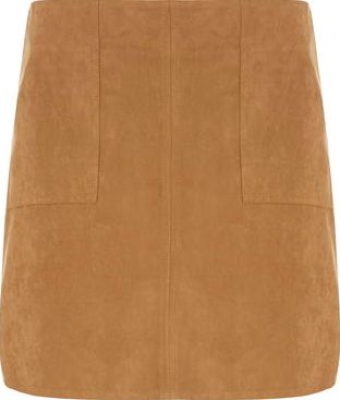 Dorothy Perkins, 1134[^]262015000712990 Womens Petite Tan Suedette Skirt- Brown DP79894050