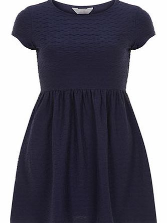 Womens Petite Textured Ottoman Dress- Navy