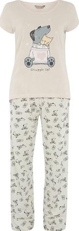 Dorothy Perkins, 1134[^]262015000708640 Womens Pink Cat and Dog Pyjamas- Pink DP33106814