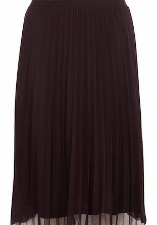 Dorothy Perkins Womens Plum Mesh Pleat Midi Skirt- Purple