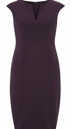 Womens Plum Notch Neck Pencil Dress- Purple