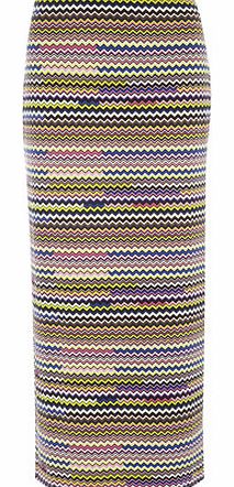 Dorothy Perkins Womens Purple and Pink Zig Zag Maxi Skirt-