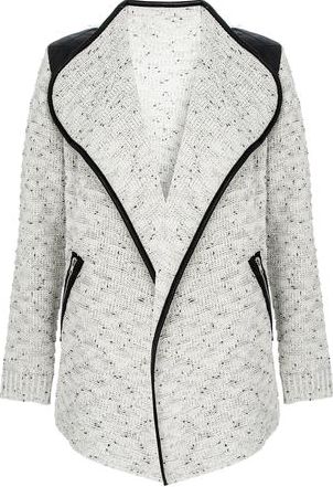 Dorothy Perkins, 1134[^]262015000710001 Womens Quiz Cream PU Waterfall Cardigan- Cream