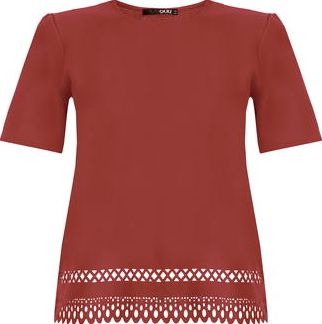 Dorothy Perkins, 1134[^]262015000710870 Womens Quiz Crepe Laser Cut Top- Orange DP08000369