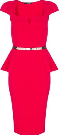 Dorothy Perkins, 1134[^]262015000710100 Womens Quiz Marcella Belt Peplum Dress- Red