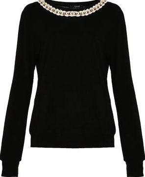 Dorothy Perkins, 1134[^]262015000710006 Womens Quiz Pearl Neck Jumper- Black DP08000349