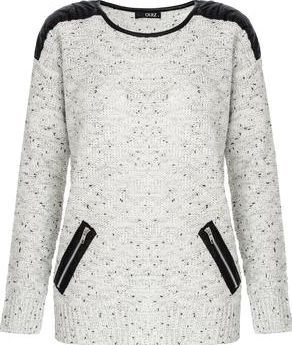 Dorothy Perkins, 1134[^]262015000710009 Womens Quiz PU Knit Jumper- Cream DP08000350