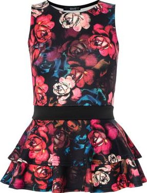 Dorothy Perkins, 1134[^]262015000710035 Womens Quiz Rose Print Peplum Top- Black