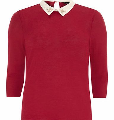 Dorothy Perkins Womens Rose diamante detail collar jersey knit