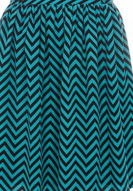 Dorothy Perkins Womens Ruby Rocks Blue Chevron Full Skirt- Blue