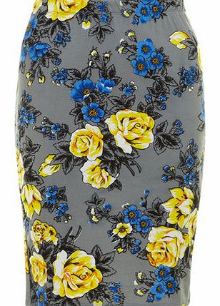 Dorothy Perkins Womens Ruby Rocks Grey Rose Pencil Skirt- Grey