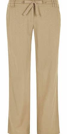 Dorothy Perkins Womens Stone Linen wide leg trousers- Stone