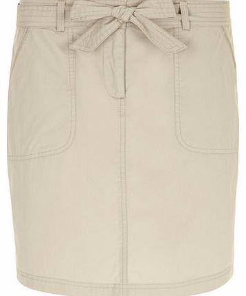 Dorothy Perkins Womens Stone poplin belted skirt- White DP74417782