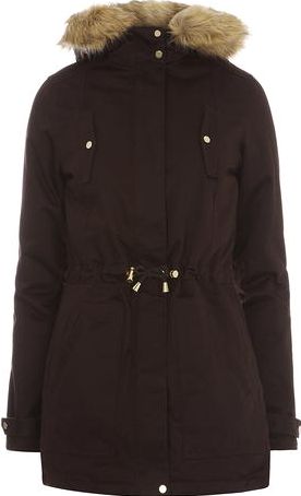 Dorothy Perkins, 1134[^]262015000709047 Womens Tall Gold Trim Cotton Parka coat- Brown