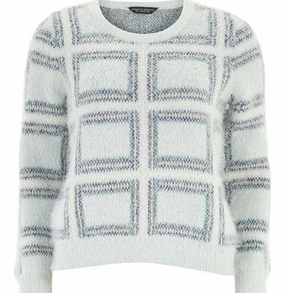 Dorothy Perkins Womens Tall Mint Fluffy Check Jumper- Green